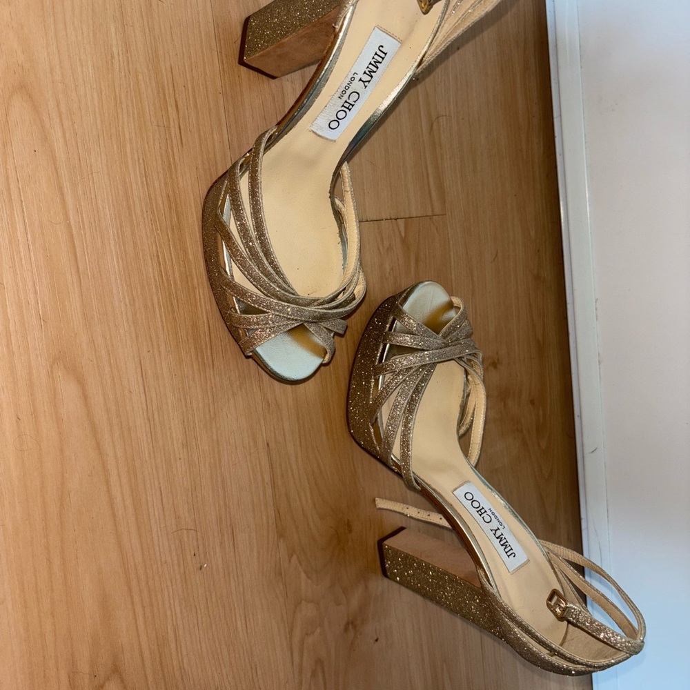 Jimmy Choo Glittering Gold Heels - Picture 2 of 3
